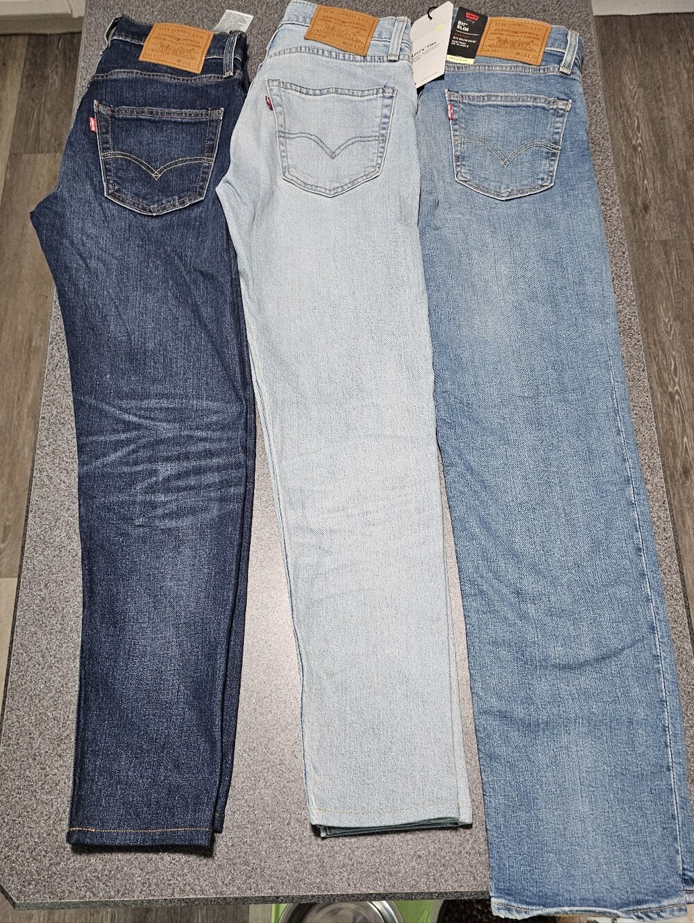 Levi's Women's Straight Jeans Trio in Dark Blue, Light Blue, Medium Blue